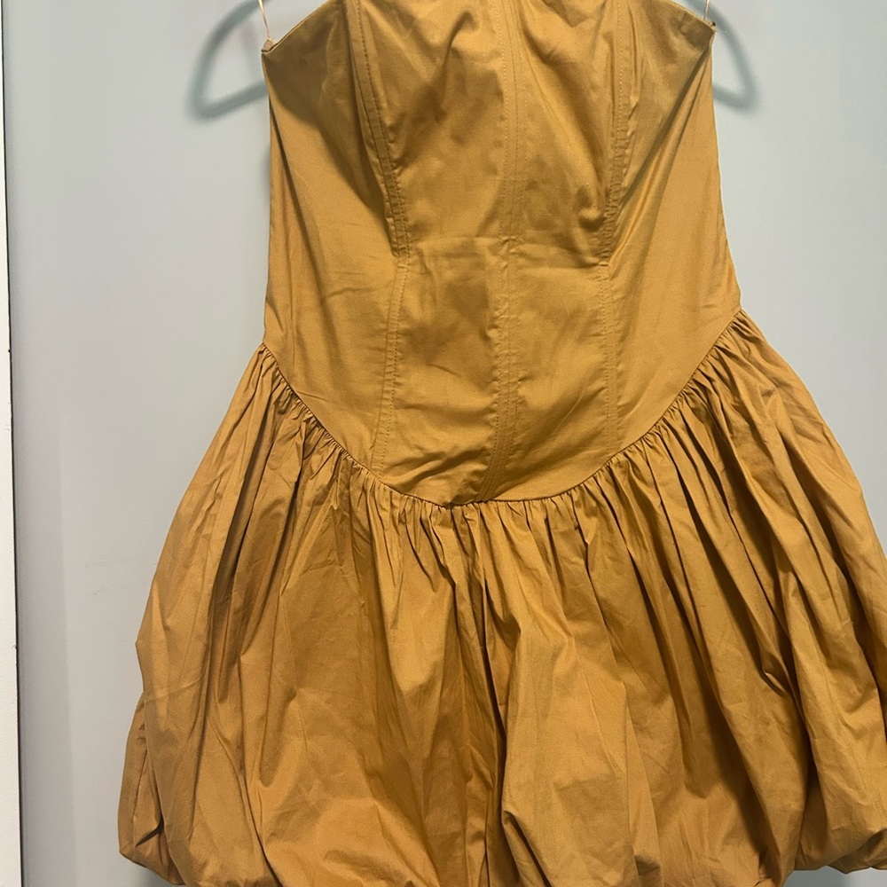 Strapless Gold Corset Bubble Dress